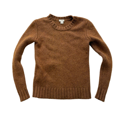J.Crew Marnie Heather Camel Sweater Crew Neck Pull-Over Ribbed Hem Size XXS