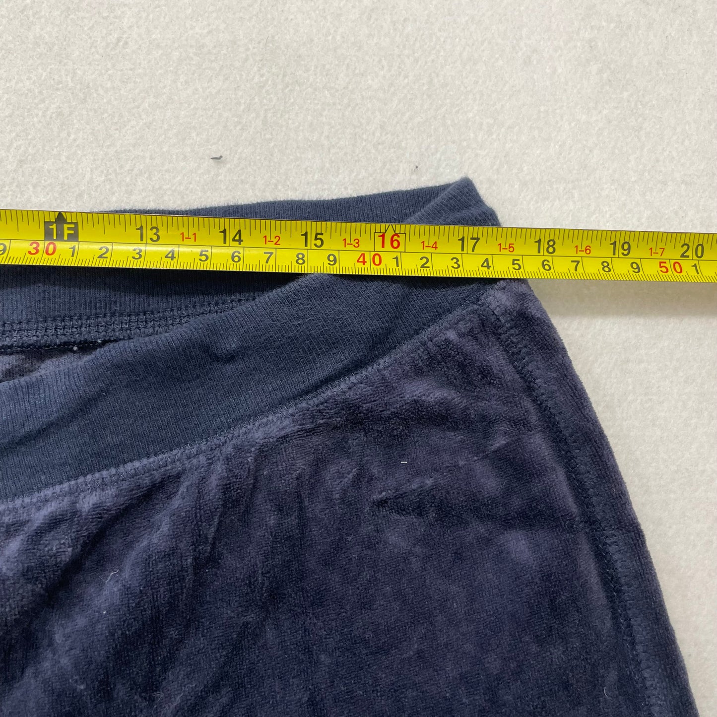 Vintage Juicy Couture Women's Navy Velour Flared Track Pant Drawstring Size L