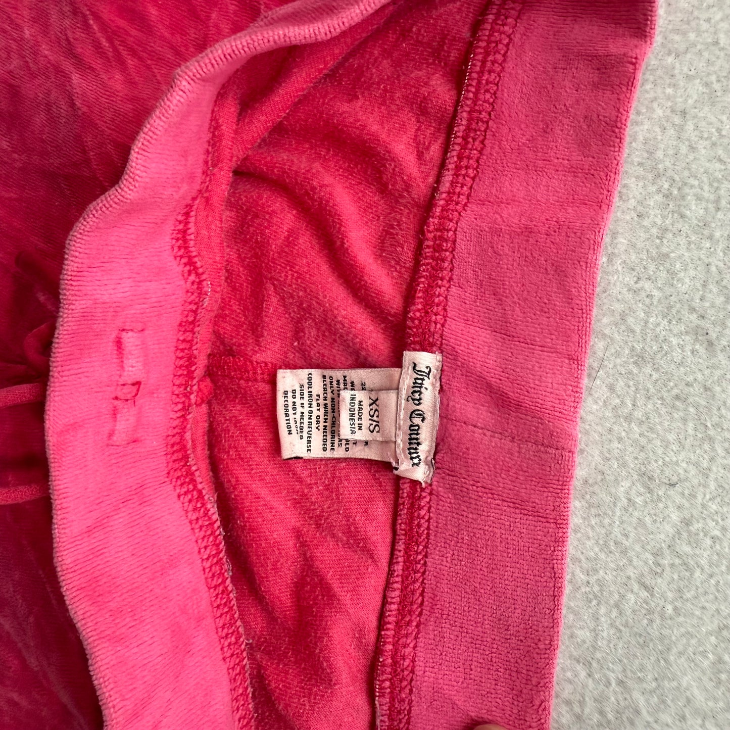 Juicy Couture Women's Cerise Pink Flared Track Pant Rhinestone Crown Logo Size S