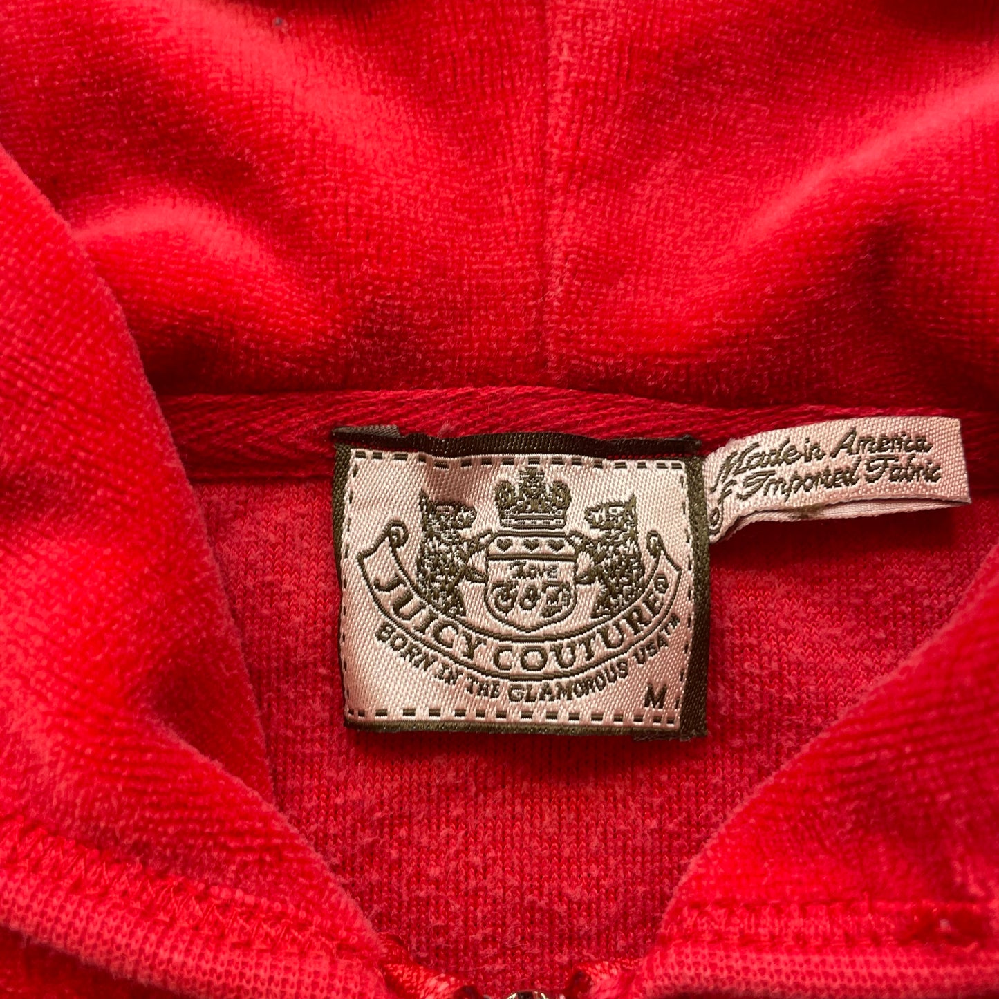 Juicy Couture Scottie Dogs Women's Red Velour Tracksuit Set Hoodie & Pant Size M