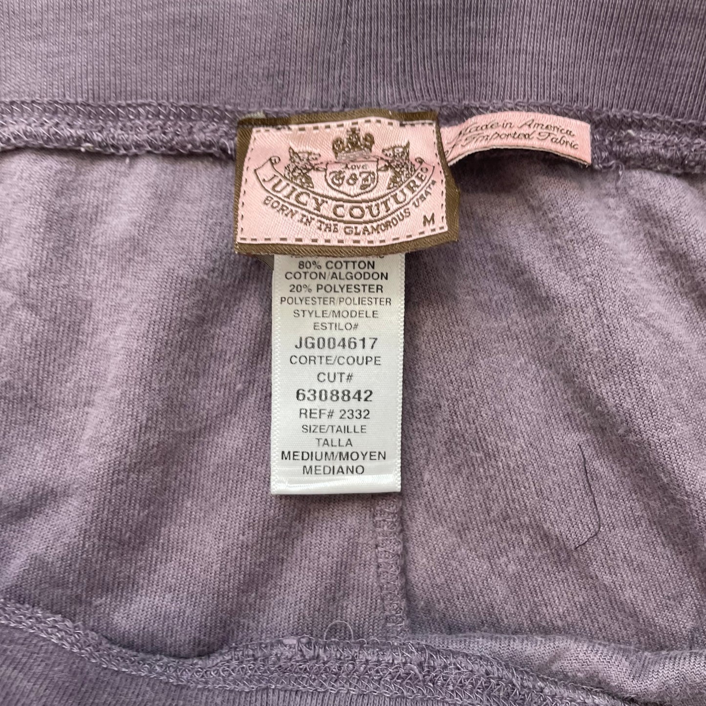 Juicy Couture Womens Dusty Purple Velour Flared Leg Track Pant Drawstring Size M