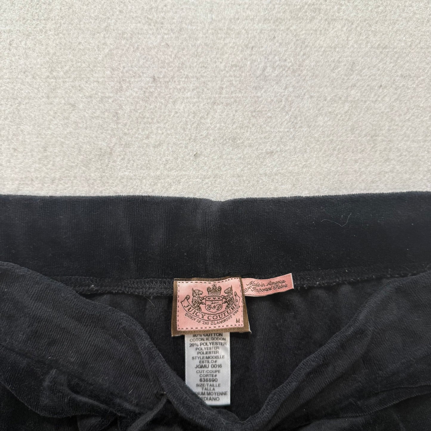 Juicy Couture Women's Black Velour Flared Wide Leg Track Pant Drawstring Size M