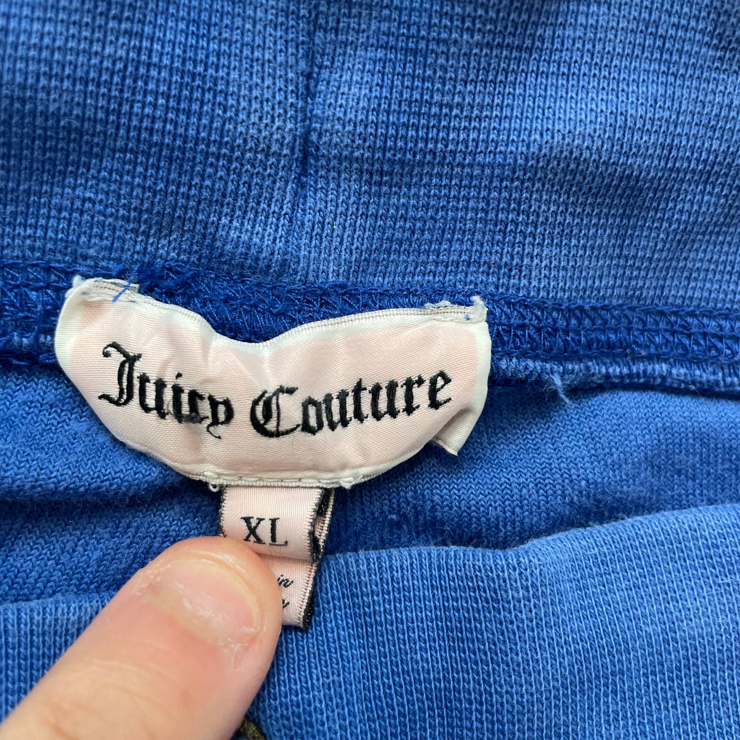 Juicy Couture Kid's Cobalt Blue Velour Flare Track Pant Rhinestones Logo Size XL