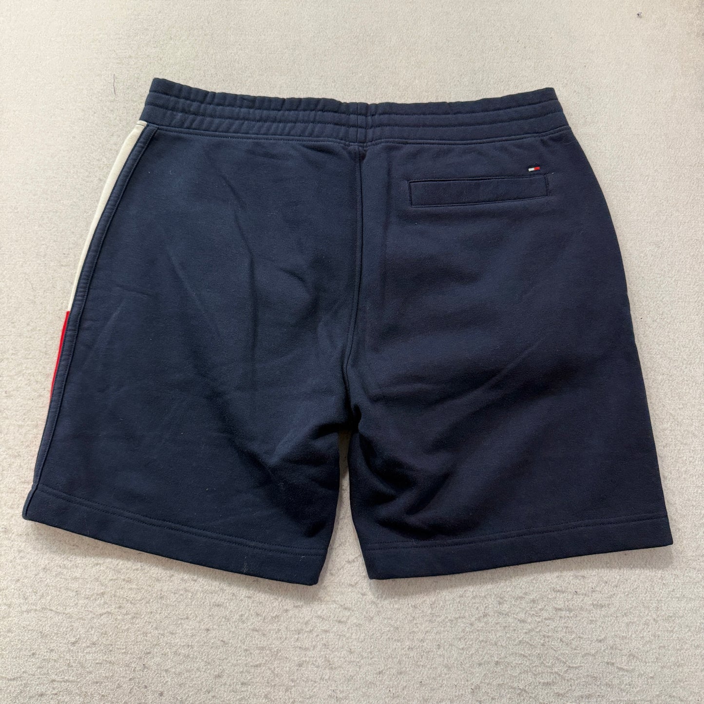 Tommy Hilfiger Mens Navy Blue Fleece Sweat Shorts Drawstring Pockets Logo Size L