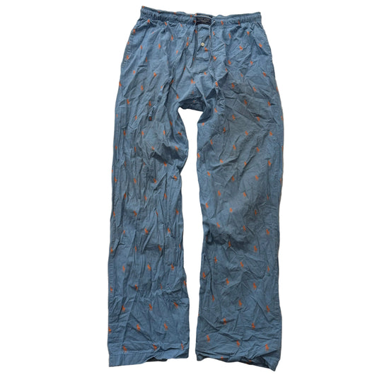 Polo Ralph Lauren Men's Light Blue Cotton Pajama Pant All-Over Print Logo Size M