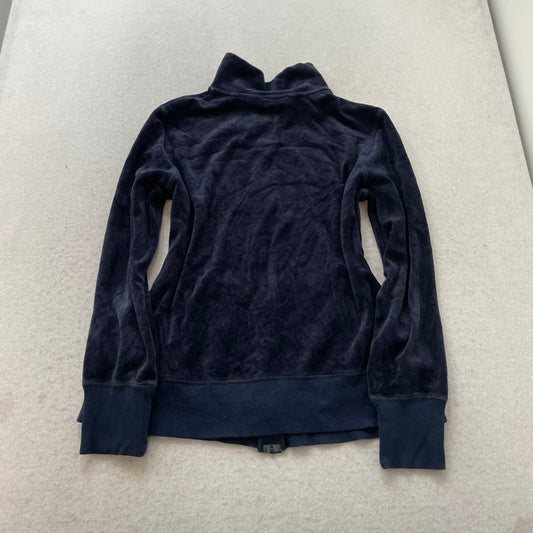 Vintage Juicy Couture Women's Navy Velour Zip-Up Track Jacket Performance Size L