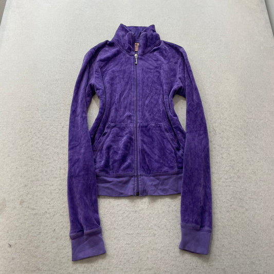 Vintage Juicy Couture Scottie Dogs Women Royal Purple Velour Track Jacket Size S