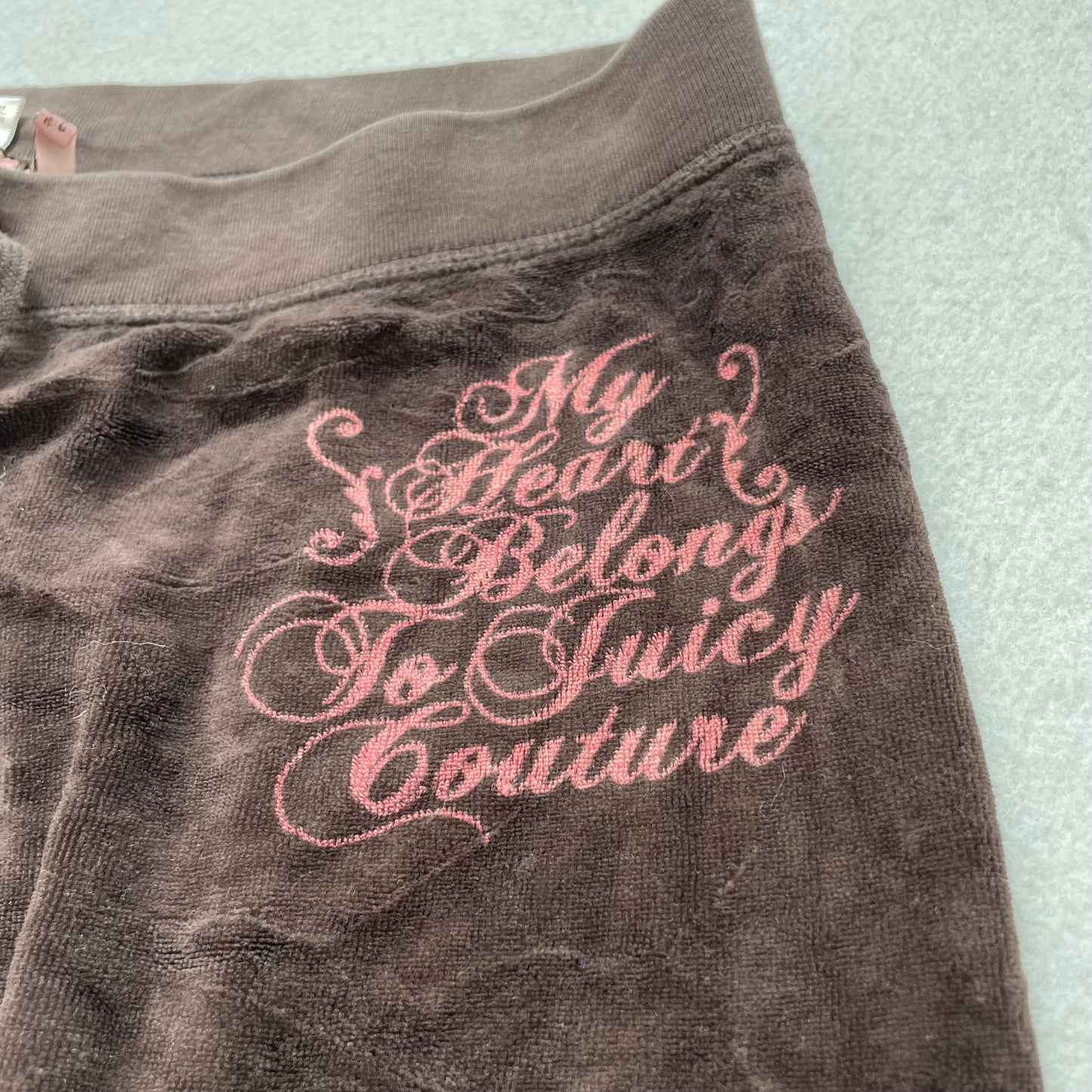 Vintage Juicy Couture Women's Dark Brown Velour Flared Track Pant Drawstring - S