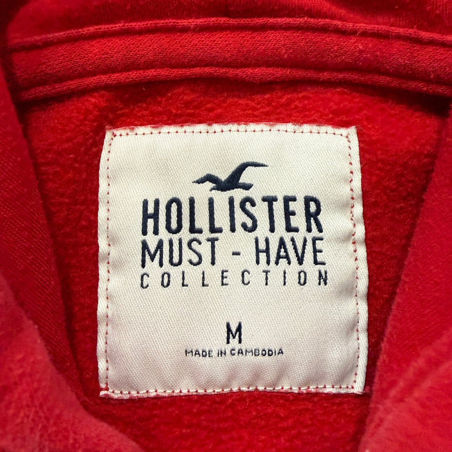 Hollister Must-Have Collection Men Red Pullover Hoodie Pockets Drawstring Size M