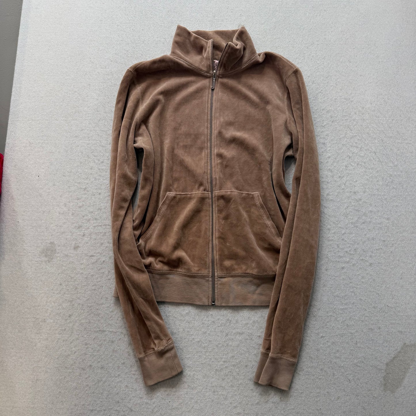 Vtg Juicy Couture Women's Camel Velour Tracksuit Set Track Jacket & Pant Size L