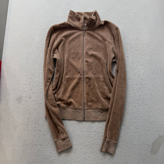 Vtg Juicy Couture Women's Camel Velour Tracksuit Set Track Jacket & Pant Size L