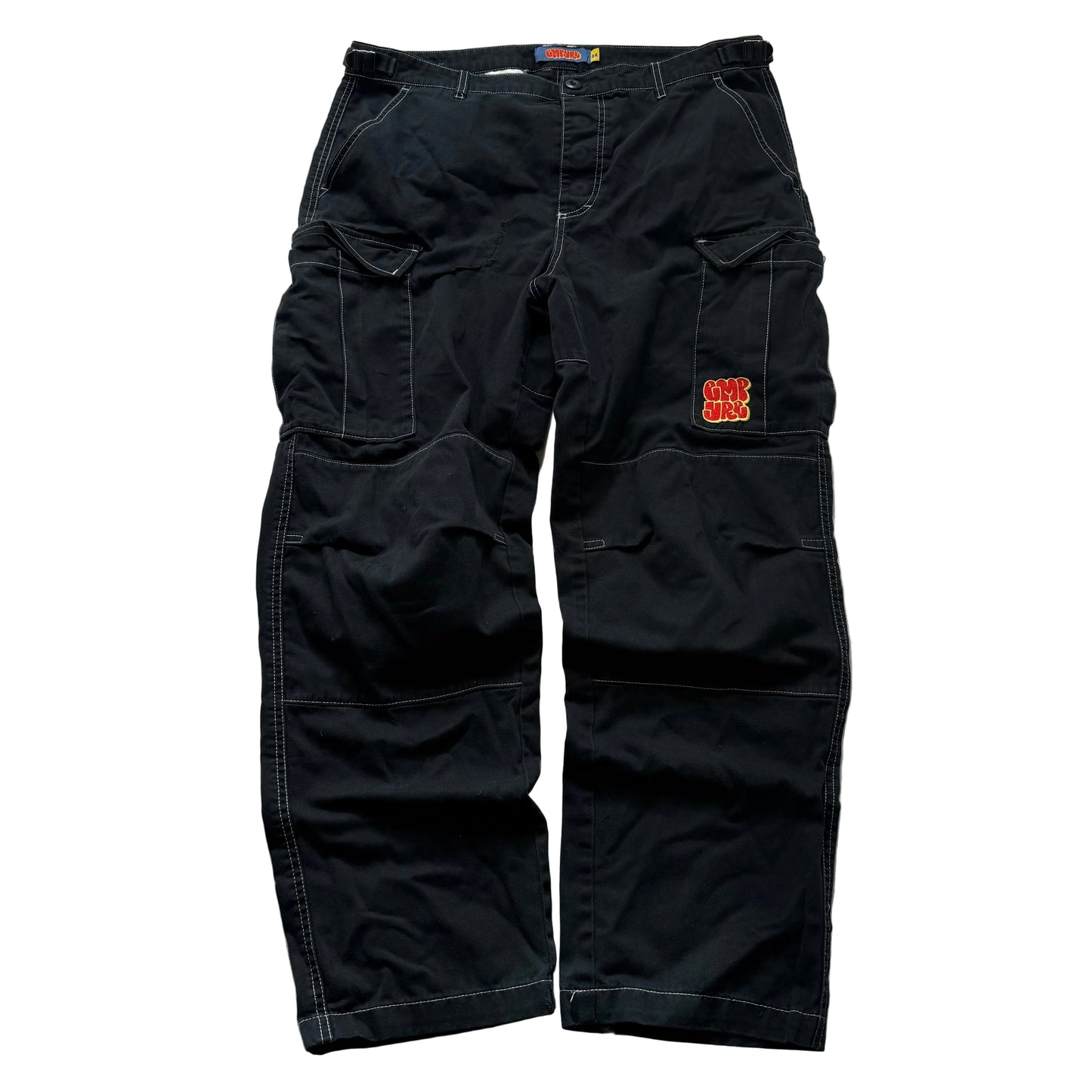 Empyre Men's Black Loose Fit Embroidered Cargo Skate Pants Streetwear Size 34