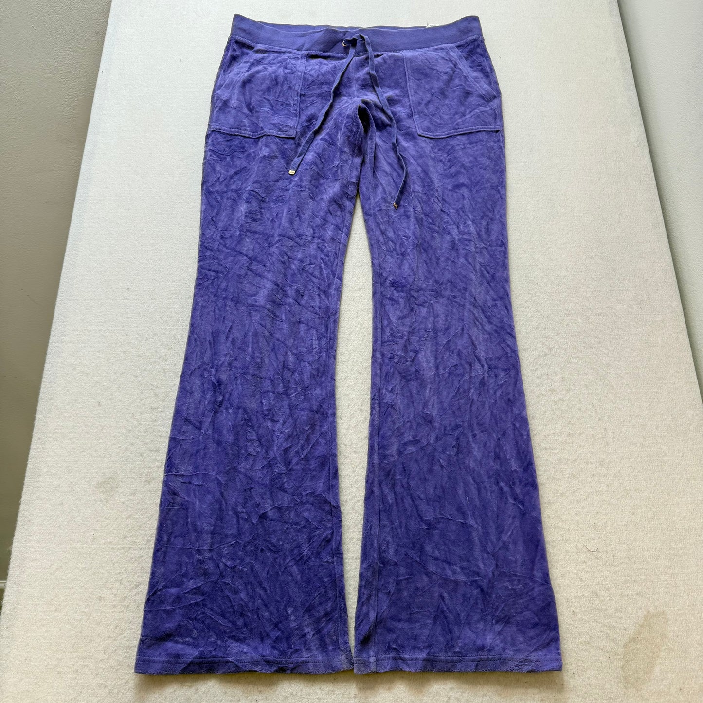 Juicy Couture Women's Light Indigo Velour Flare Leg Track Pants Loungwear Size L
