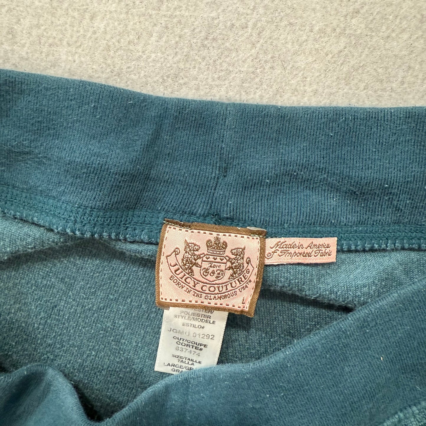Vintage Juicy Couture Women's Teal Flared Wide Leg Track Pant Loungewear Size L