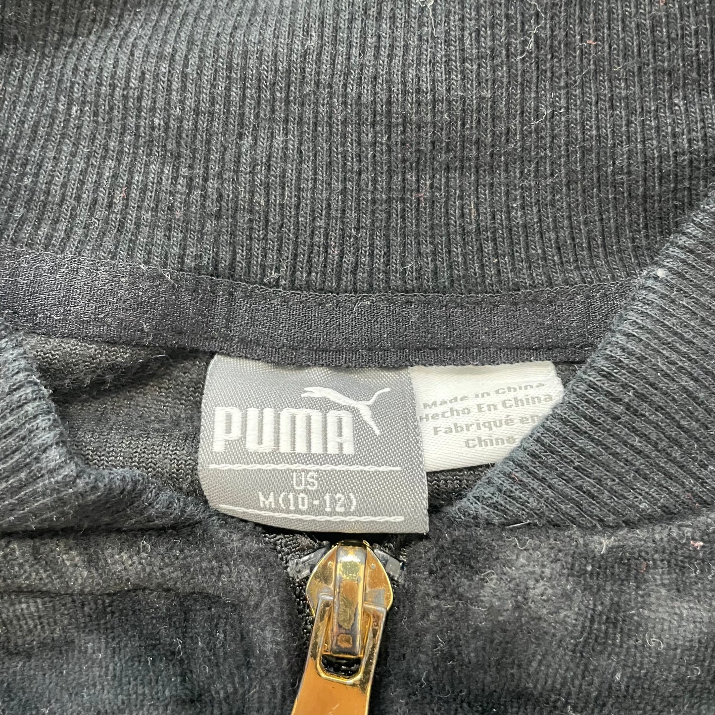 Puma Women's Jet Black Velour Zip-Up Track Jacket Loungewear Casual Logo Size M