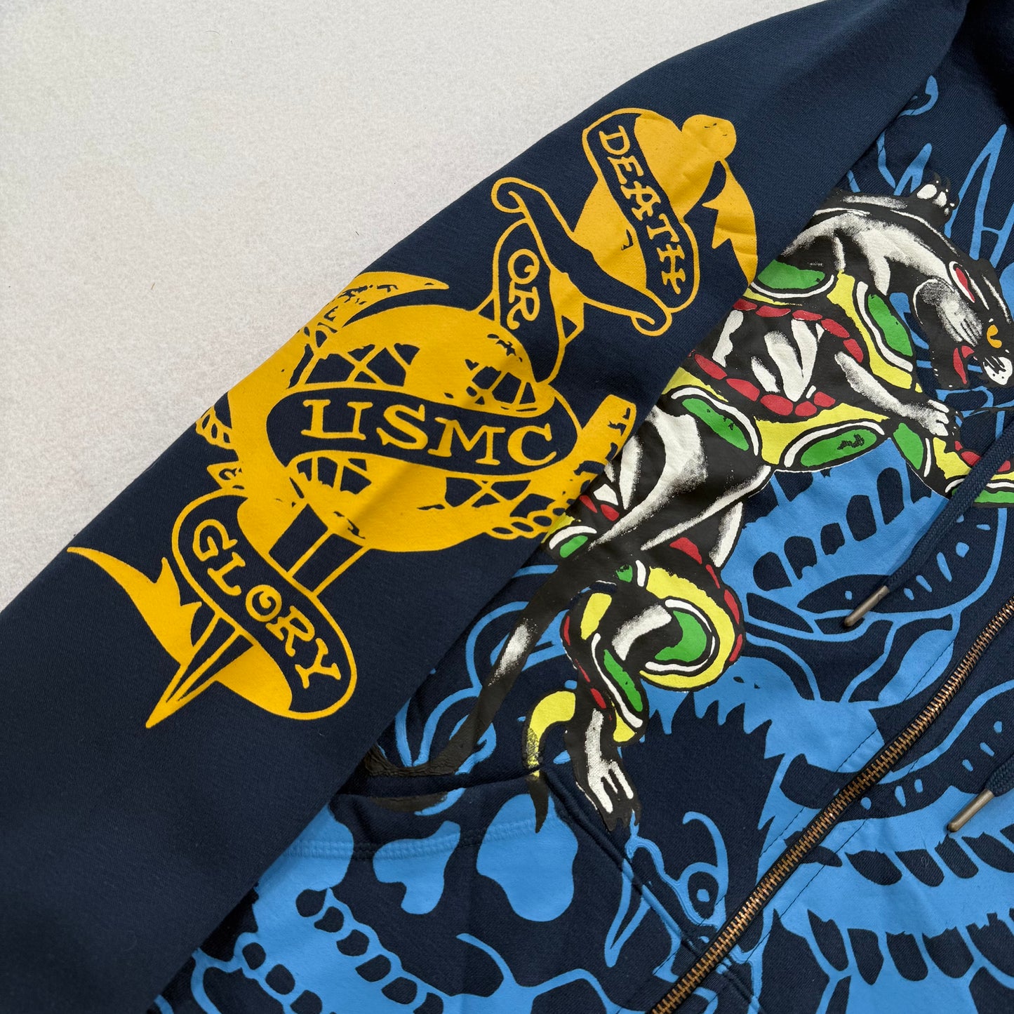 ED HARDY “Panther Bulldog” NAVY ZIP UP HOODIE