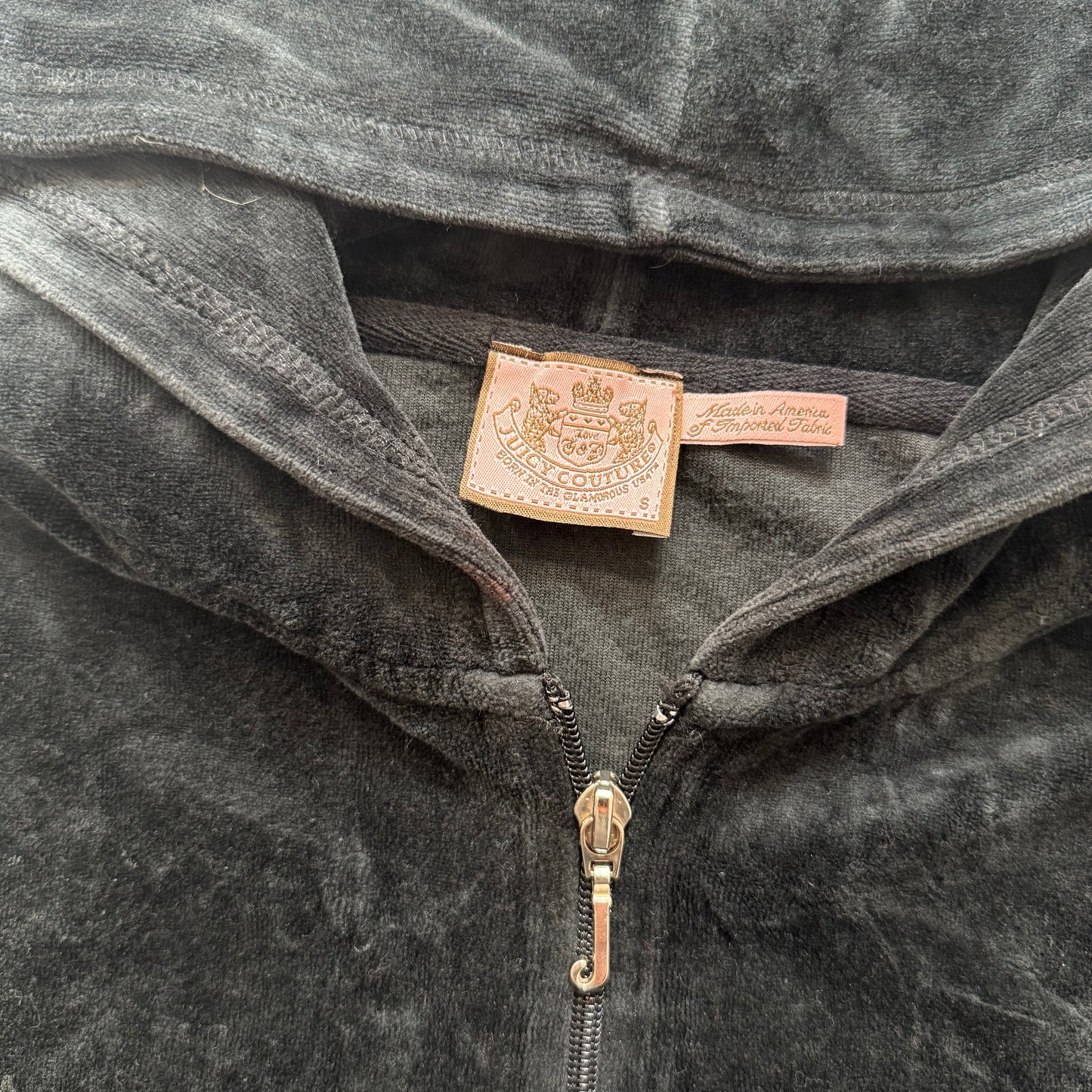 Vintage Juicy Couture Scottie Dogs Women's Black Velour Zip-Up Hoodie Y2k Size S