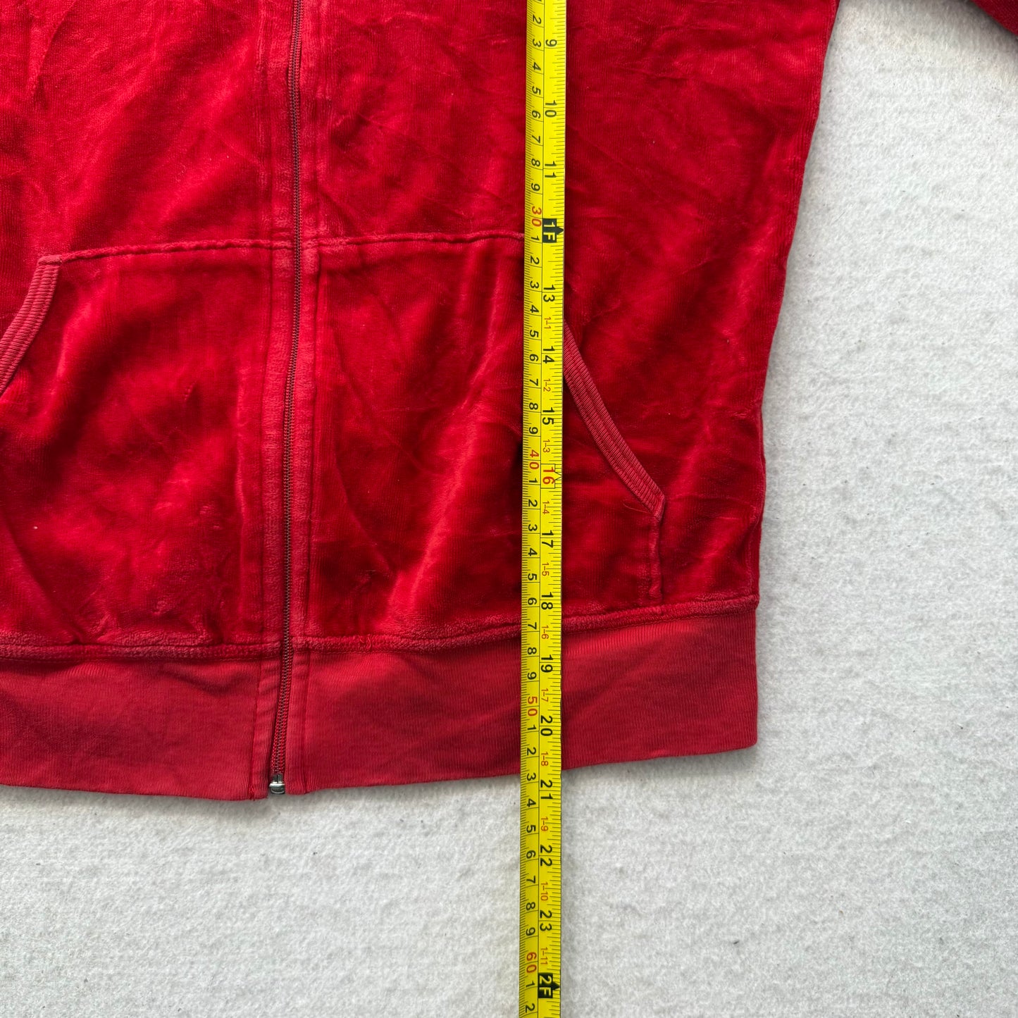 2003 Vtg Juicy Couture Women's Red Velour Tracksuit Set Hoodie & Pant Size L/XL