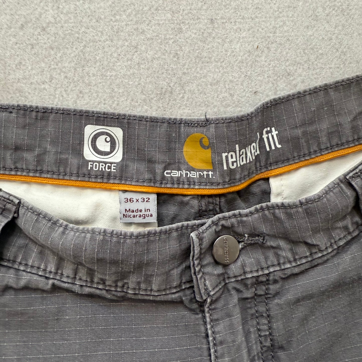 Carhartt Force Men's Gray Ripstop Tappen Cargo Pants Workwear Relaxed Fit Size 36x32