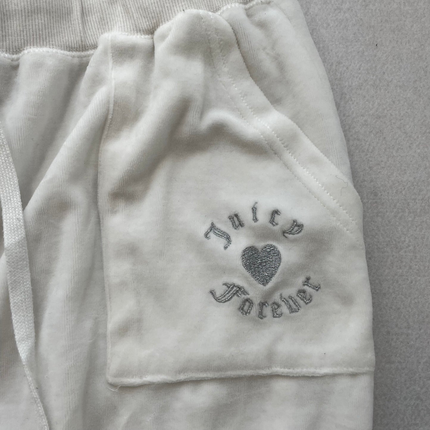 Juicy Couture Forever 21 Women's White Velour Flared Track Pant Pockets Size 1X