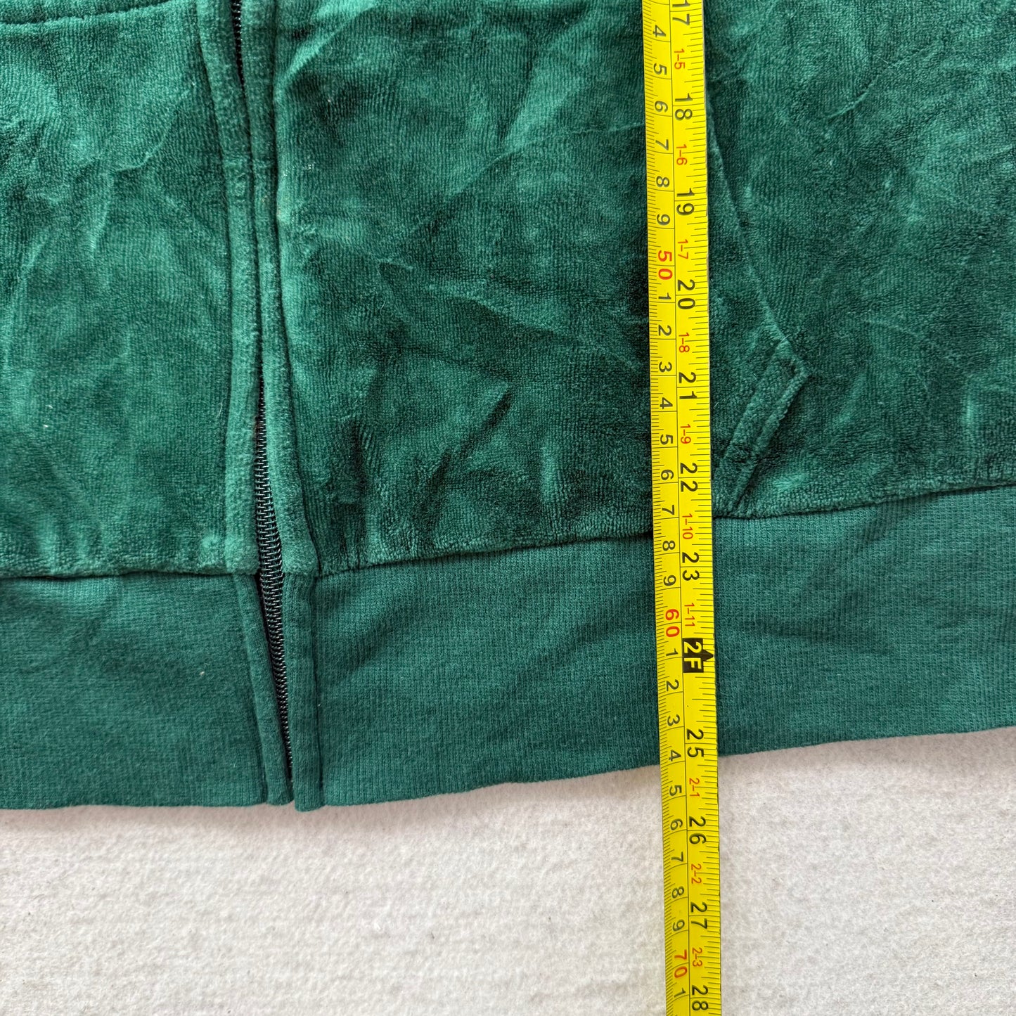 Vintage Juicy Couture Womens Hunter Green Velour Zip Up Hoodie Preppy Y2K Size L