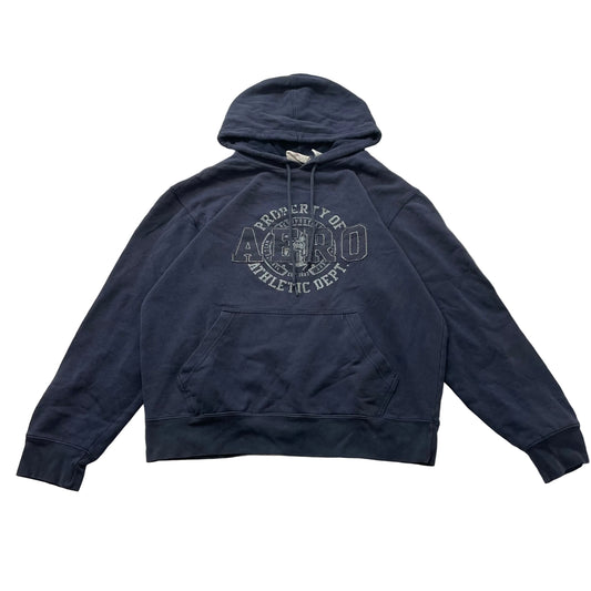 Aeropostale Men's Navy Blue Pullover Hoodie Graphic Drawstring Pockets Size M