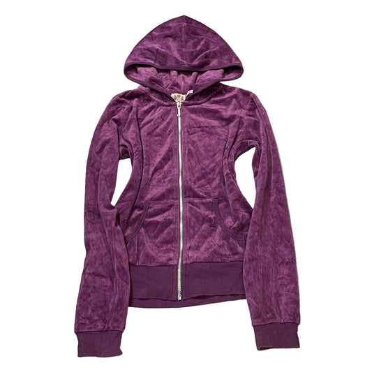 Vintage Juicy Couture Womens Plum Velour Zip-Up Hoodie Loungewear Classic Size S