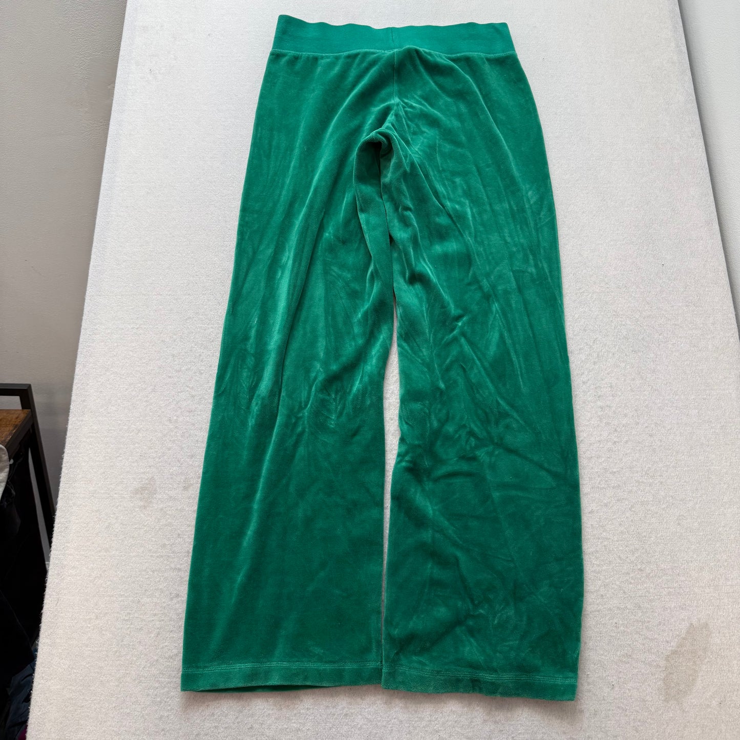 Vintage Juicy Couture Women's Teal Green Velour Flare Wide Leg Track Pant Size S