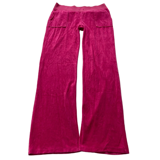 Vintage Juicy Couture Women's Hot Pink Velour Flared Track Pants Pockets Size L