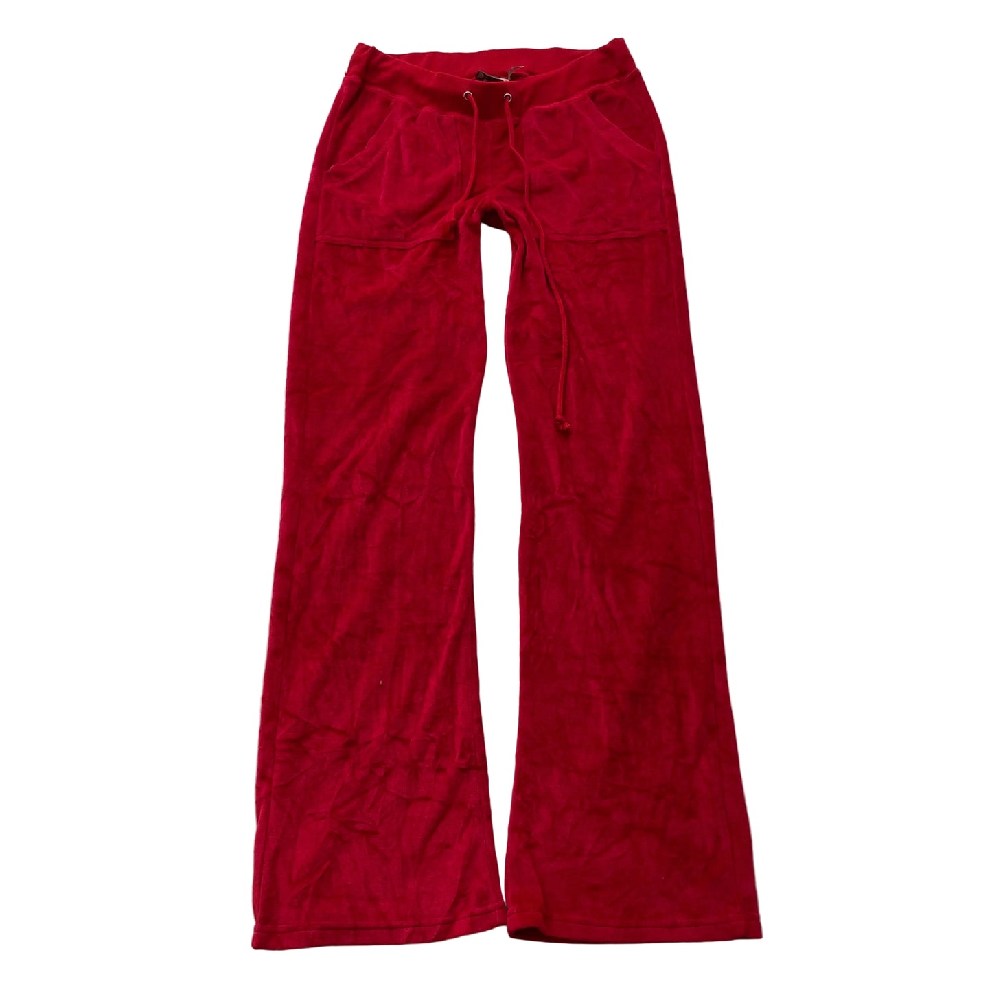 Juicy Couture Womens Red Velour Flared Leg Track Pants Loungewear Pockets Size M