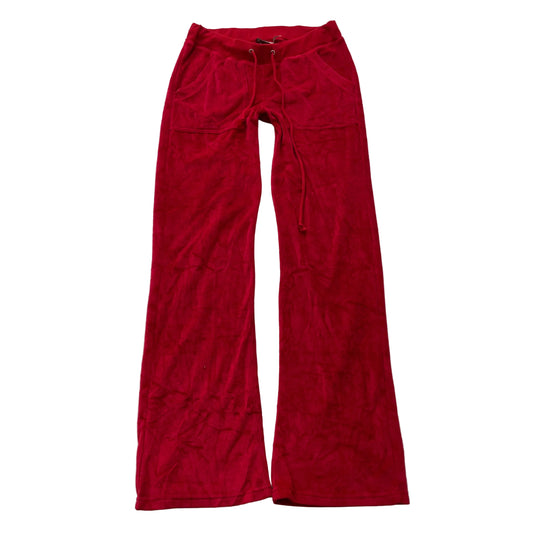Juicy Couture Womens Red Velour Flared Leg Track Pants Loungewear Pockets Size M