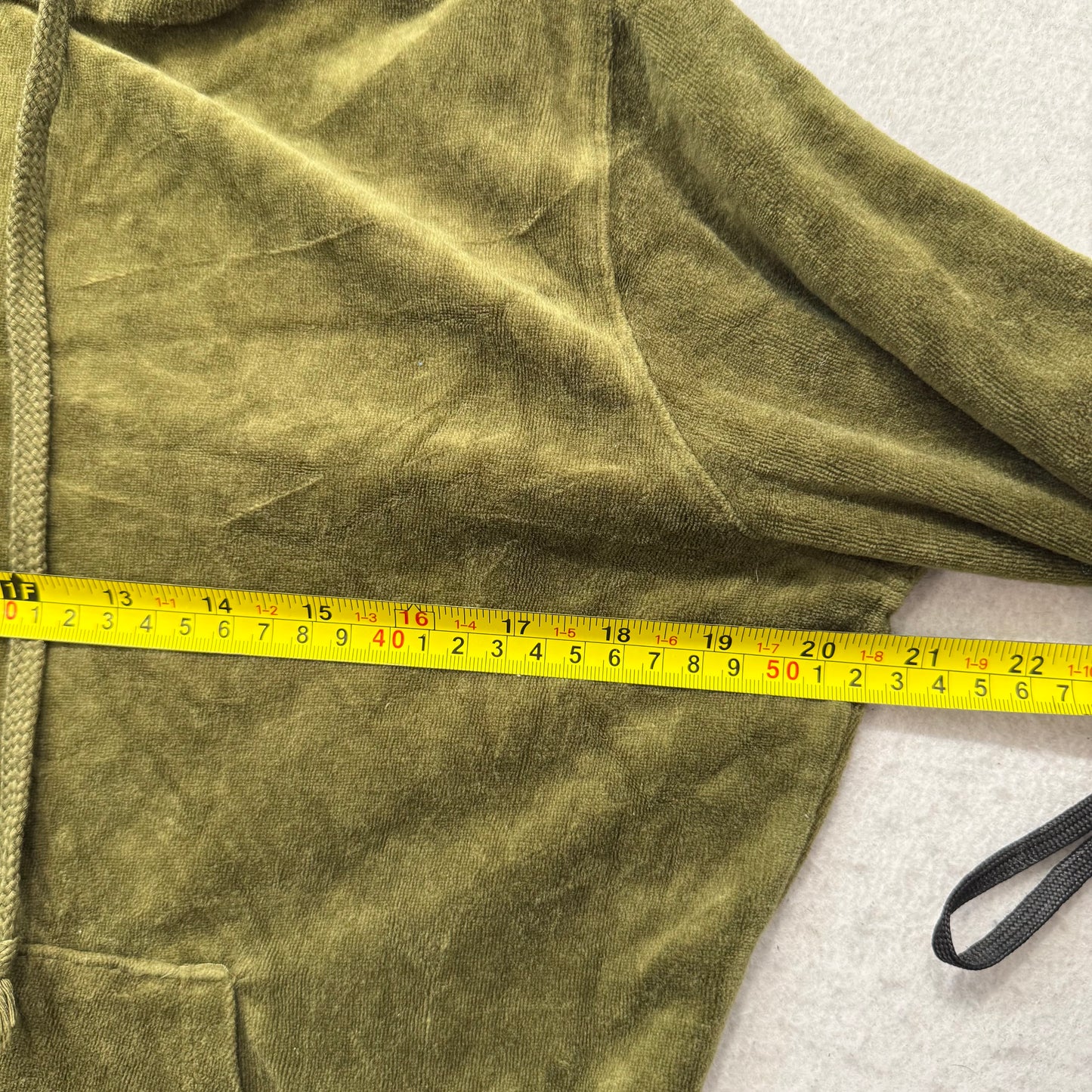 Juicy Couture Women's Olive Green Velour Zip-Up Hoodie Drawstring Pockets Size M
