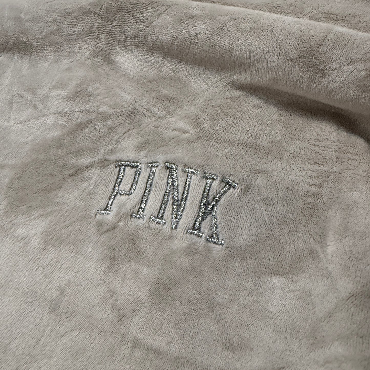 Victoria's Secret PINK Women's Tan Plush Velour Back Logo Sweatshirt Top Size XL