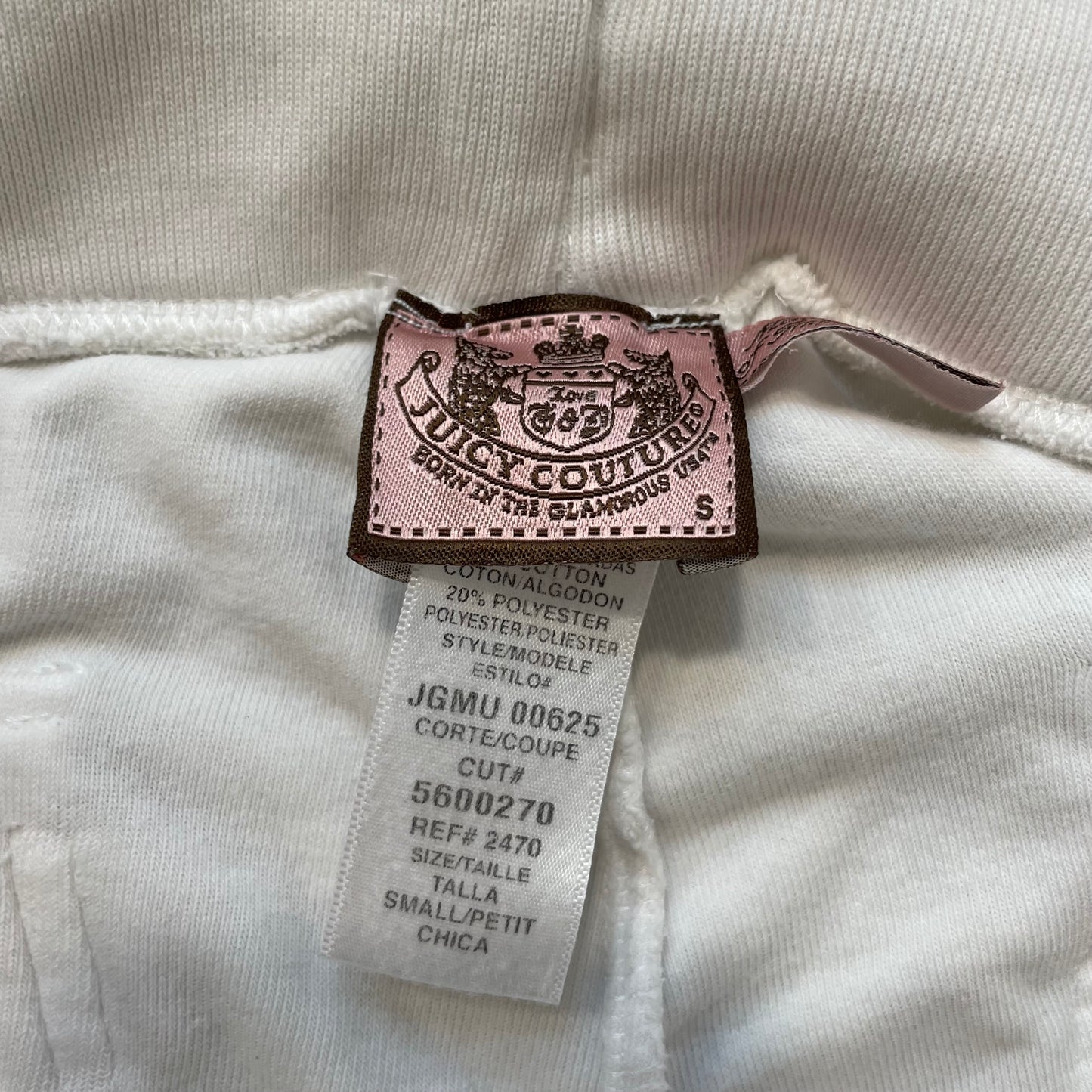 Vintage Juicy Couture Women's White Terry Cloth Flared Track Pant Drawstring - S