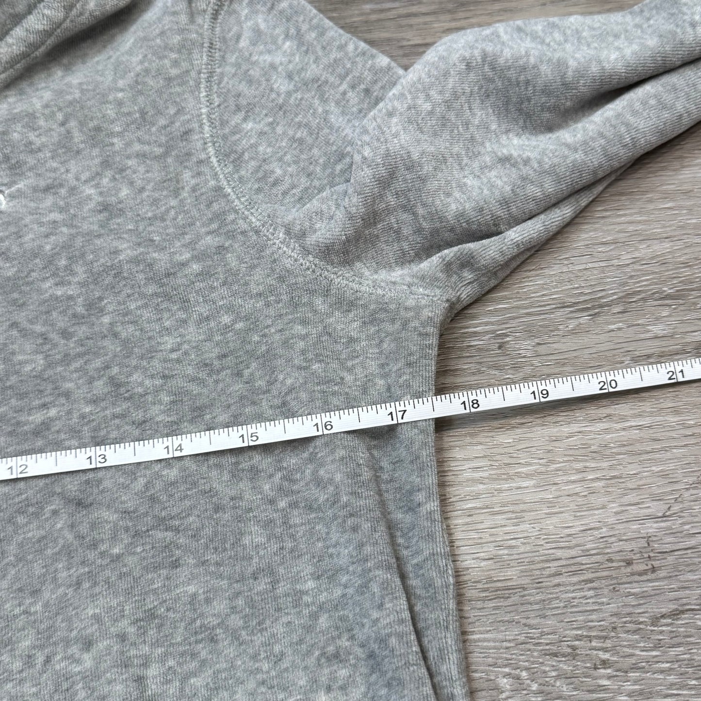 Victoria's Secret PINK Women's Gray Velour Zip-Up Hoodie Back Sequin Logo Size S