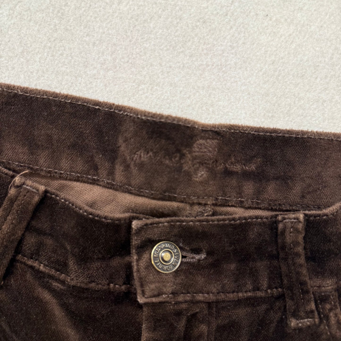 7 For All Mankind Brown Velour Flare Bootcut Pants Size 31
