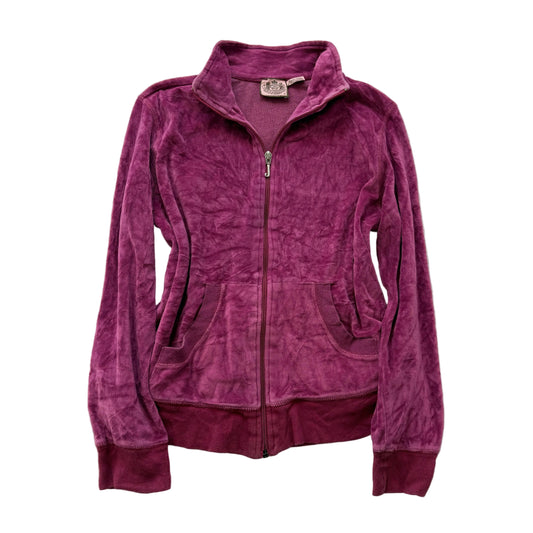 Vintage Juicy Couture Women's Dark Fuchsia Velour Zip-Up Track Jacket Y2K Size S