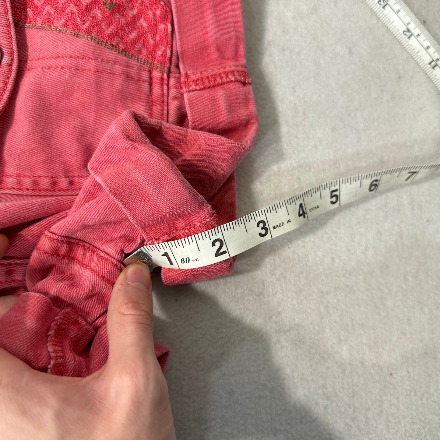 Personal Identity Dusty Rose Denim Shorts Rolled Cuff Button Pockets Size M