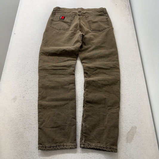 Wrangler Riggs Workwear Mens Brown Canvas Pants Fleece Lined Heavyweight Size 32
