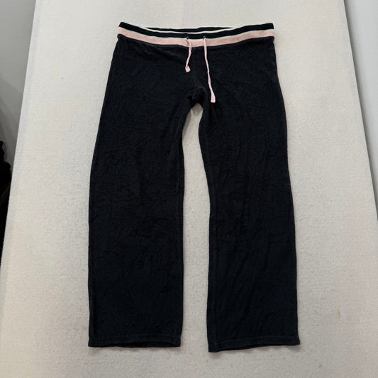 Juicy Couture Women's Black Terrycloth Straight Leg Track Pants Low Rise Size S