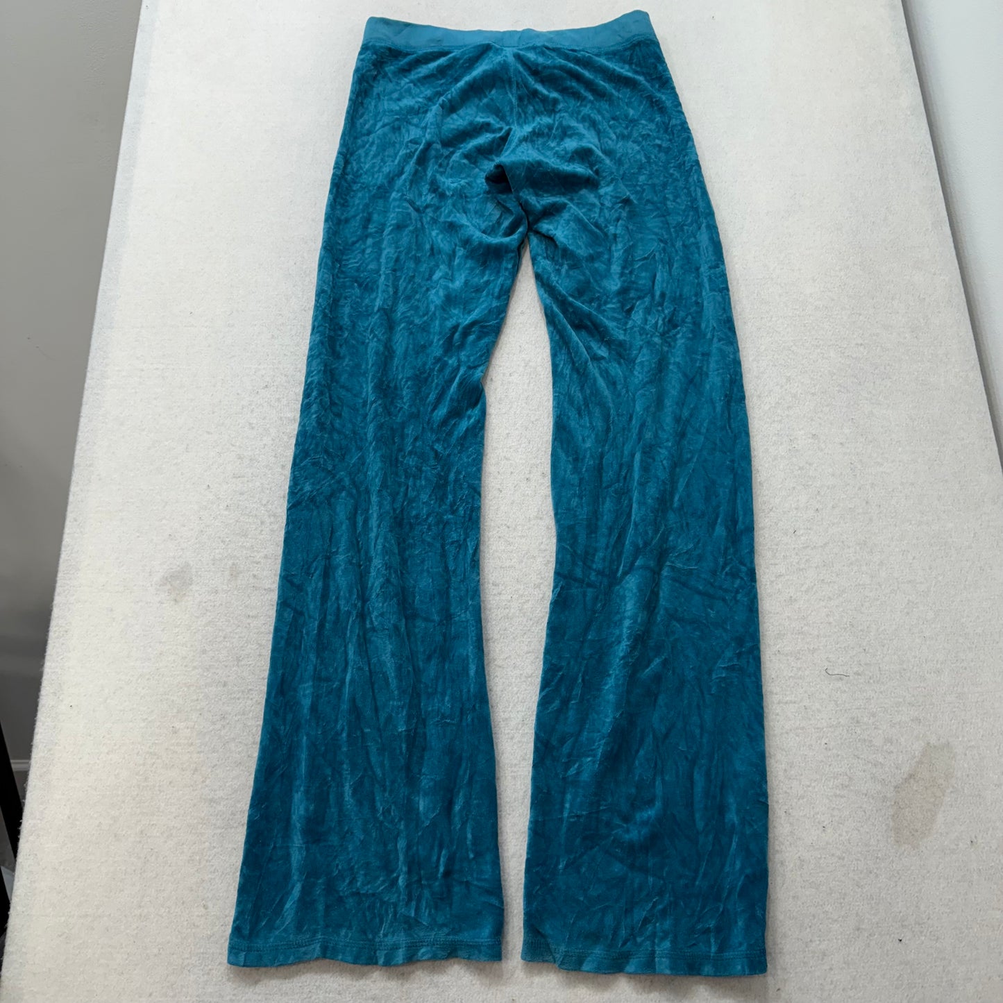 Juicy Couture Women's Blue Velour Flared Track Pant Gold Embroidered Logo Size P