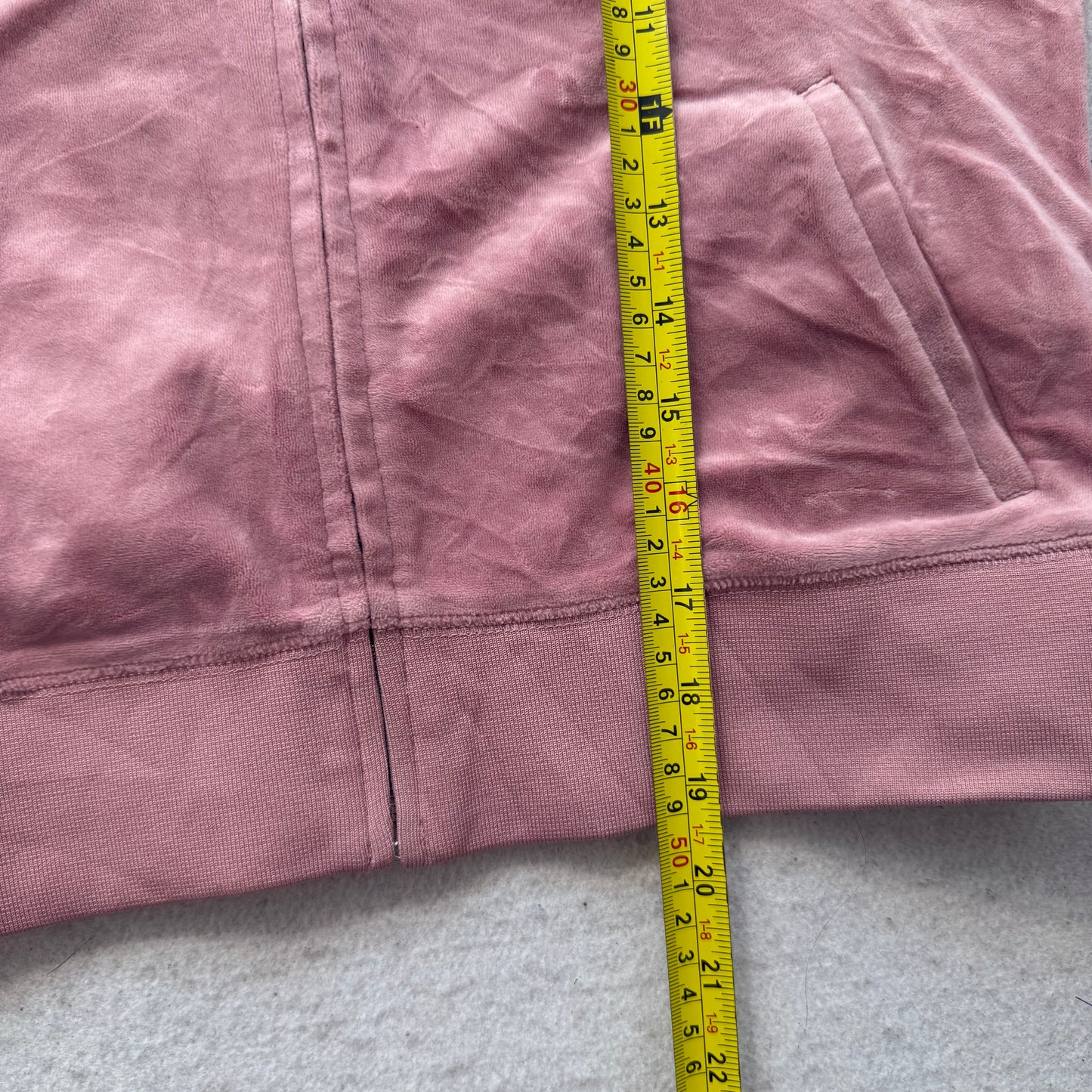 Juicy Couture Women's Dusty Rose Velour Zip-Up Hoodie Rhinestone Logo Y2K Size S