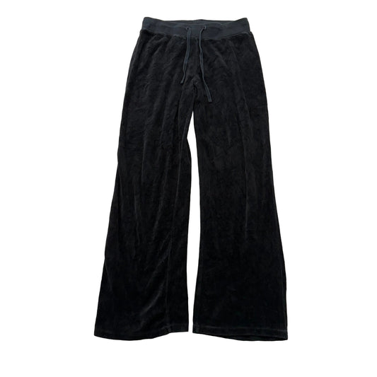 Vintage Juicy Couture Women's Black Velour Flared Wide Leg Track Pant Y2k Size S