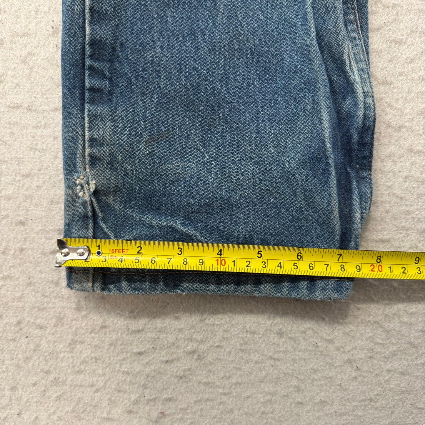 Wrangler Mens Blue Straight Denim Jeans Cowboy Cut Distressed Classic Size 32x34