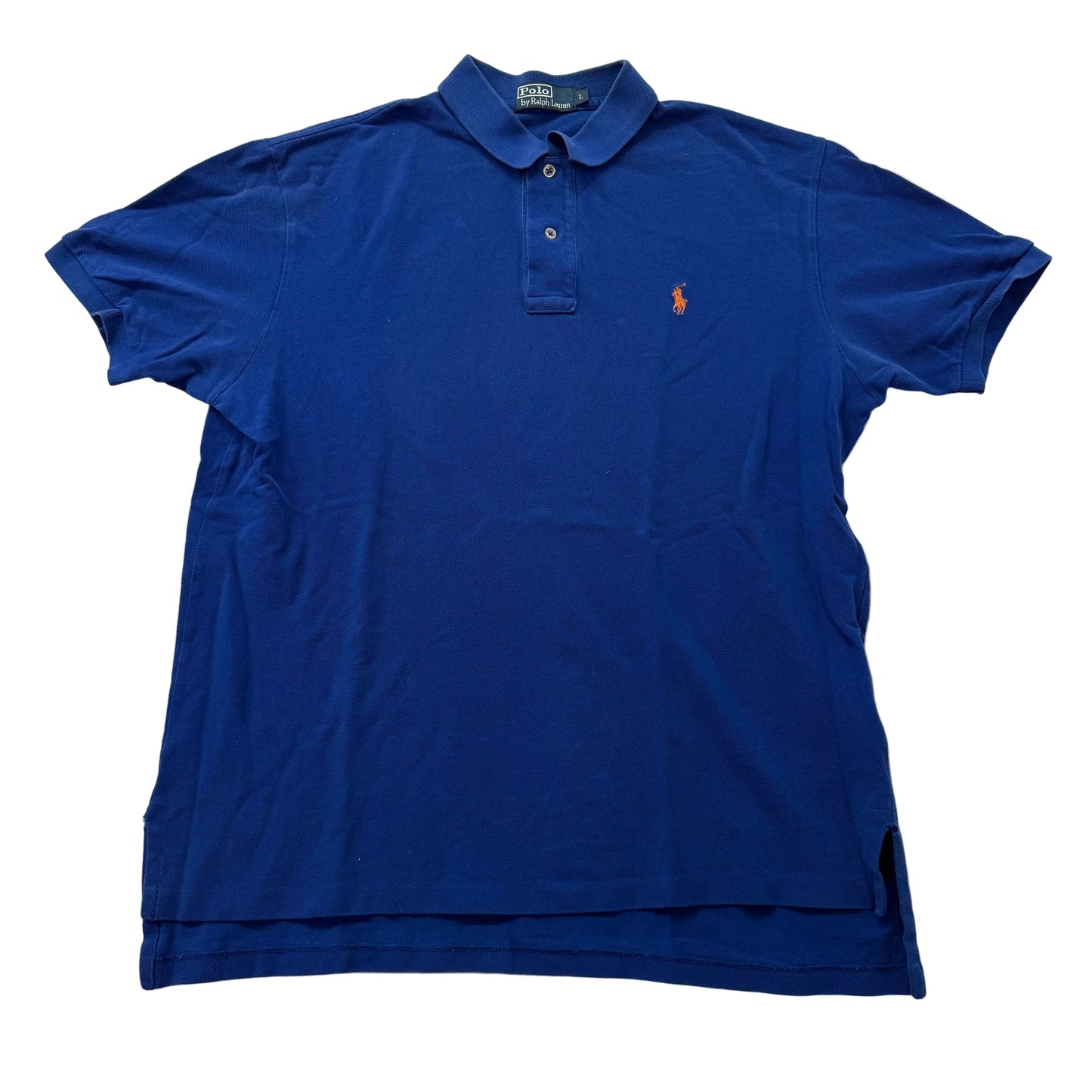 Polo Ralph Lauren Men's Royal Blue Cotton Polo Shirt Short Sleeves Logo Size L