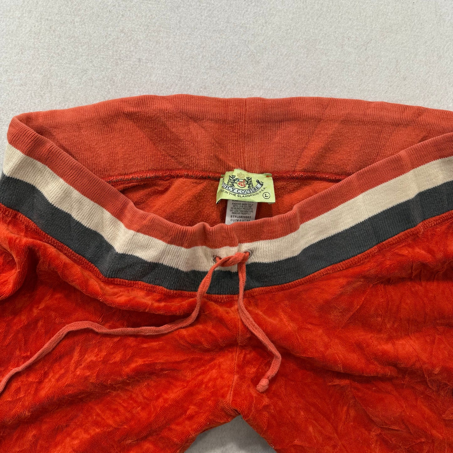 Juicy Couture Orange Velour Flared Track Pant Drawstring Low Rise Classic Size L
