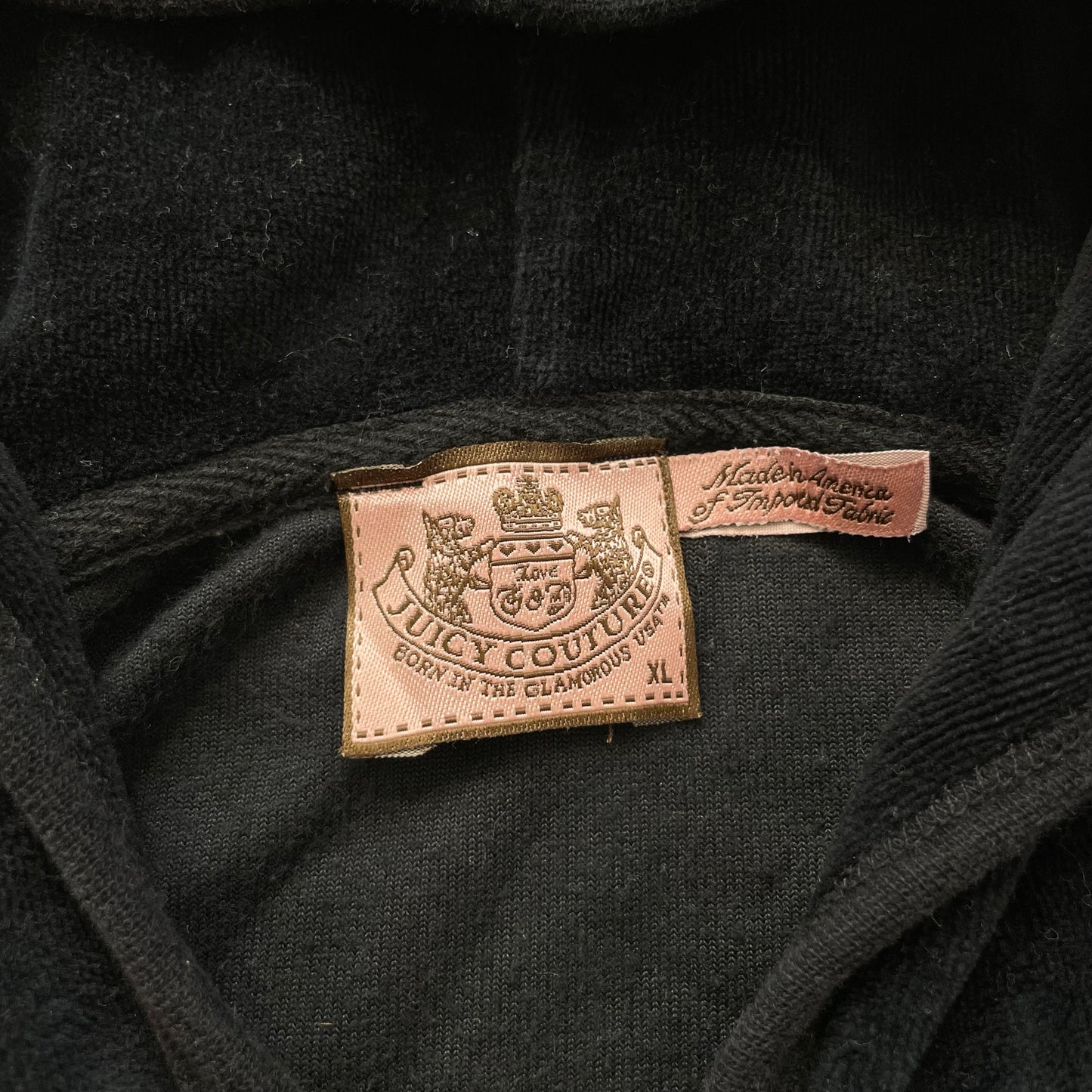 Juicy Couture Women's Black Velour Zip-Up Hoodie Loungewear Pockets Y2k Size XL