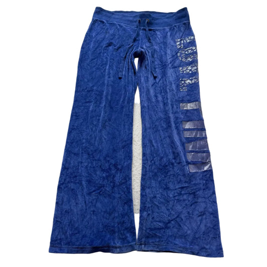 Victoria's Secret PINK Women's Cobalt Blue Velour Flared Track Pant Logo Size L
