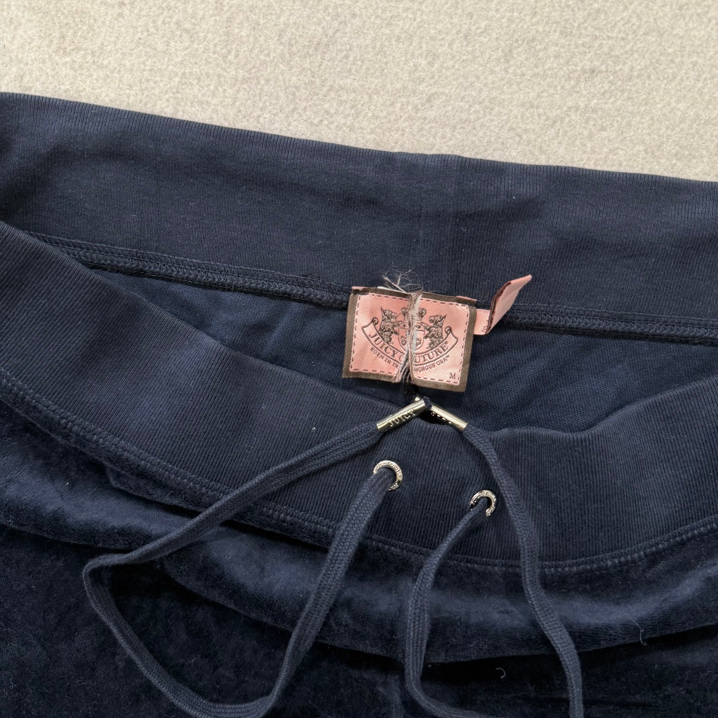 Juicy Couture Women Navy Velour Tracksuit Set Track Jacket & Flare Pant Size M/L