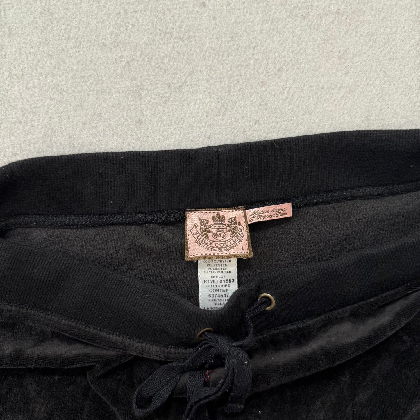 Vtg Juicy Couture Women's Black Velour Tracksuit Set Hoodie & Flared Pant Size L